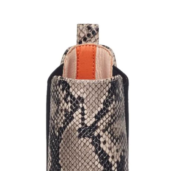 NEW! French Connection Vegan Leather Penny Chelsea Block Heel Boots Snake - Picture 14 of 16